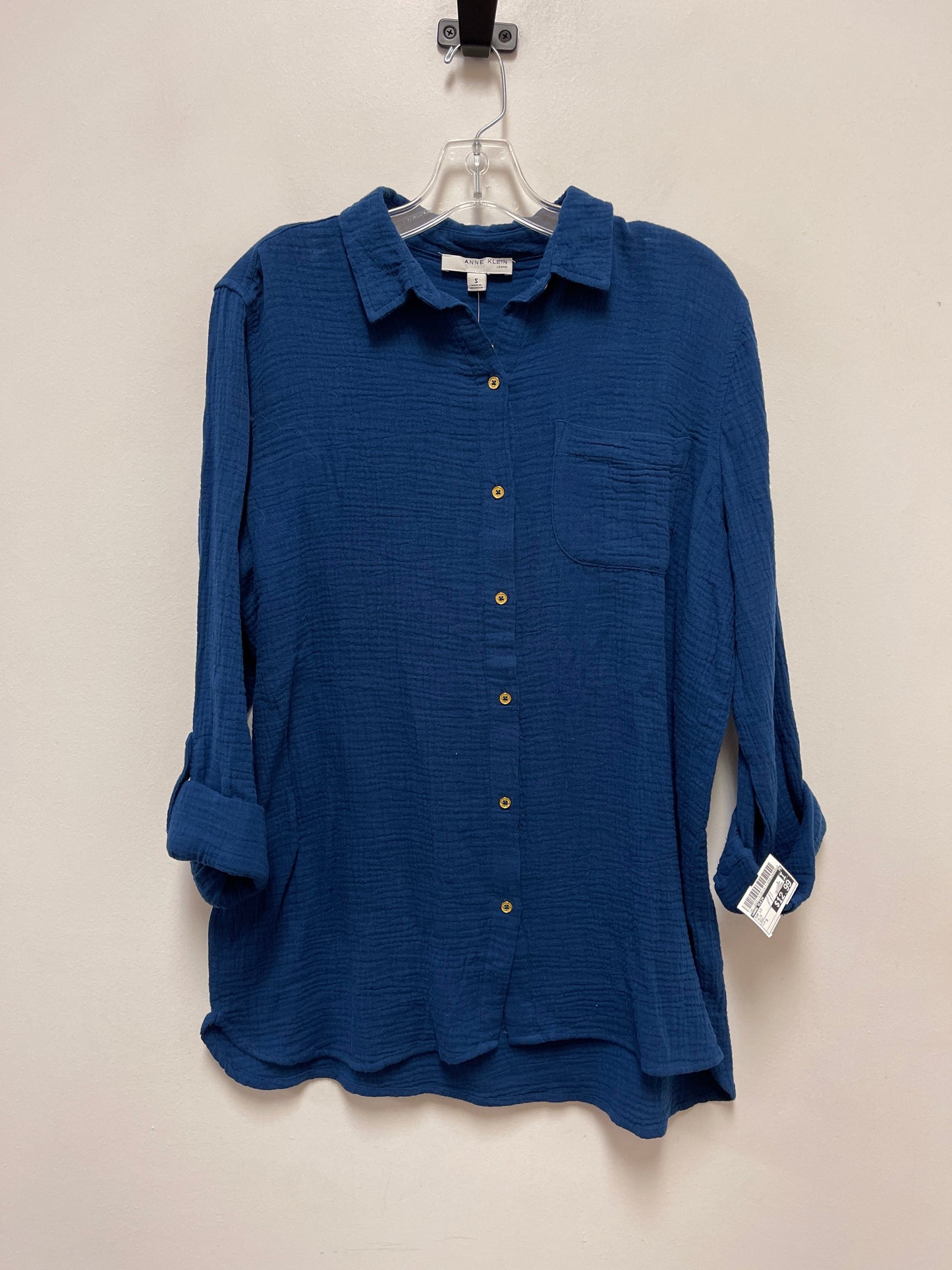 Top Long Sleeve By Anne Klein In Blue, Size: S