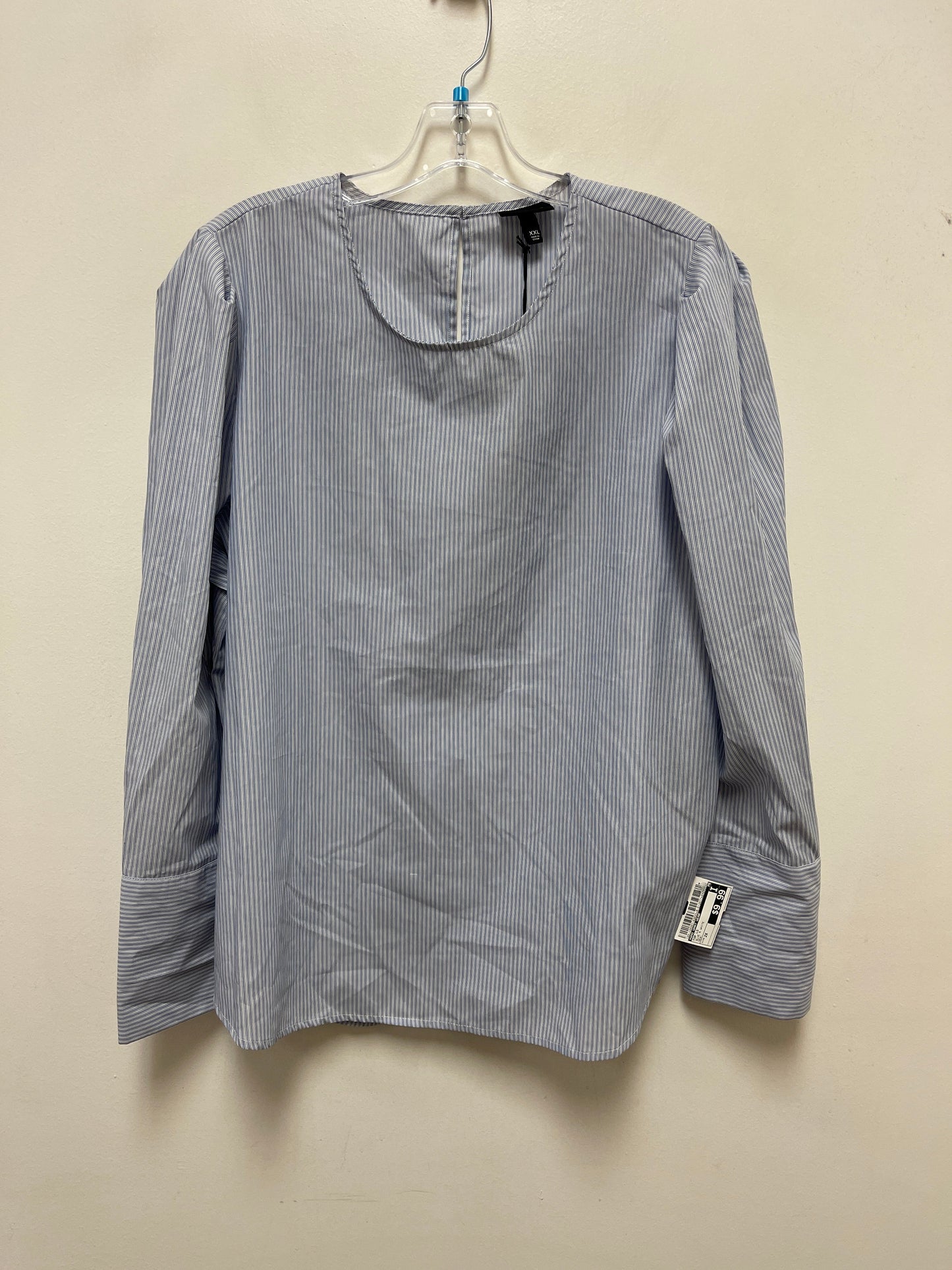 Top Long Sleeve By Who What Wear In Blue & White, Size: 2x