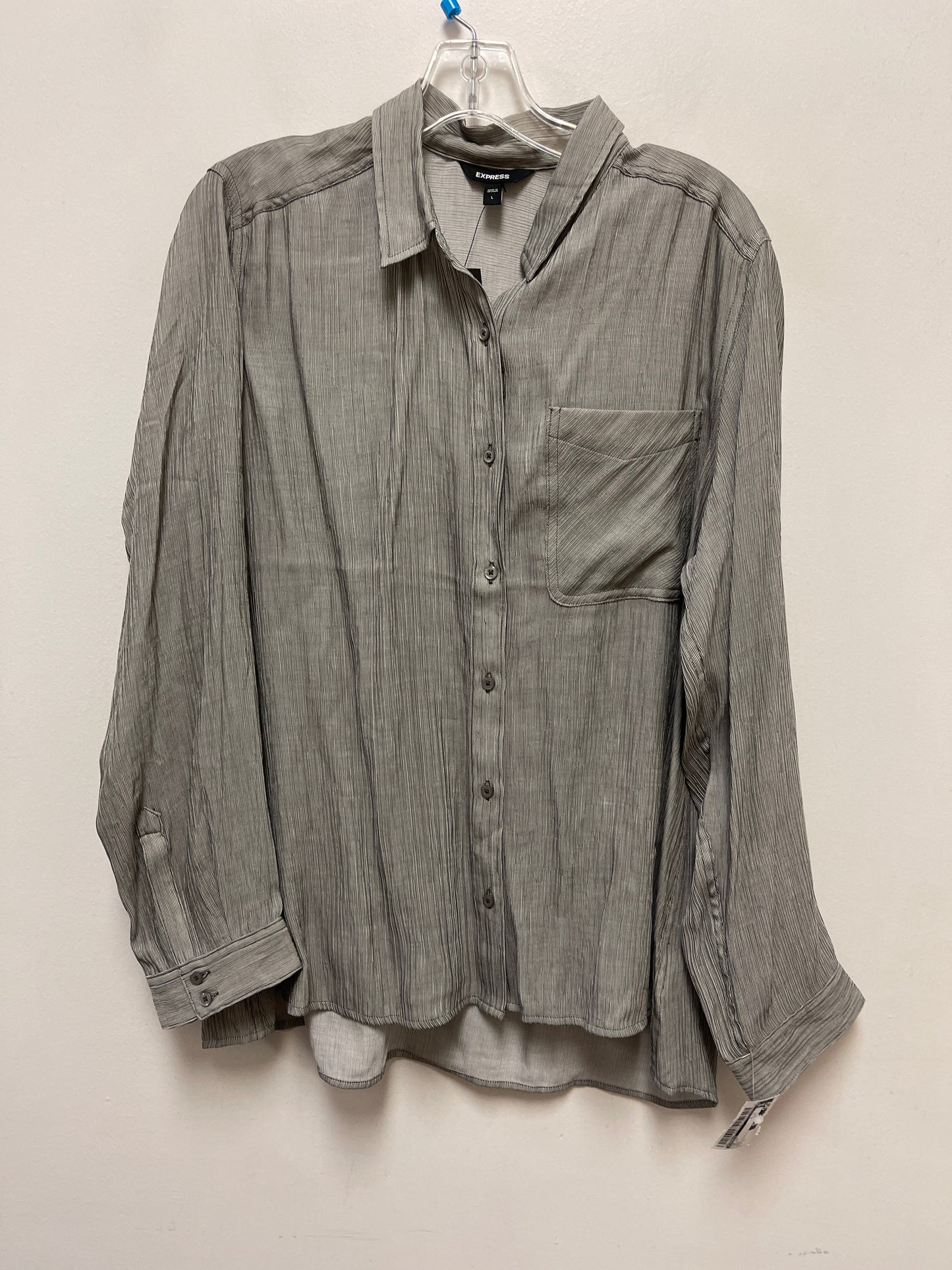 Top Long Sleeve By Express In Grey, Size: L