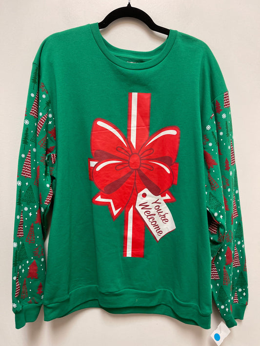 Sweater By Clothes Mentor In Green & Red, Size: L