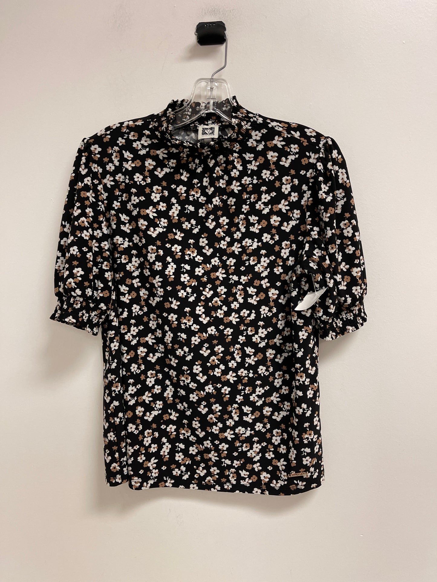 Top Short Sleeve By Anne Klein In Black & Brown, Size: S