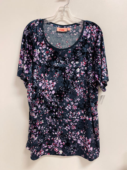 Top Short Sleeve By Evri In Navy, Size: 2x