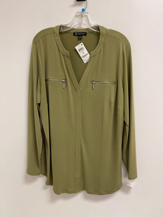 Top Long Sleeve By Inc In Green, Size: 1x