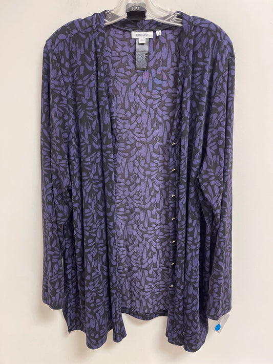 Cardigan By Chicos In Black & Purple, Size: 2x