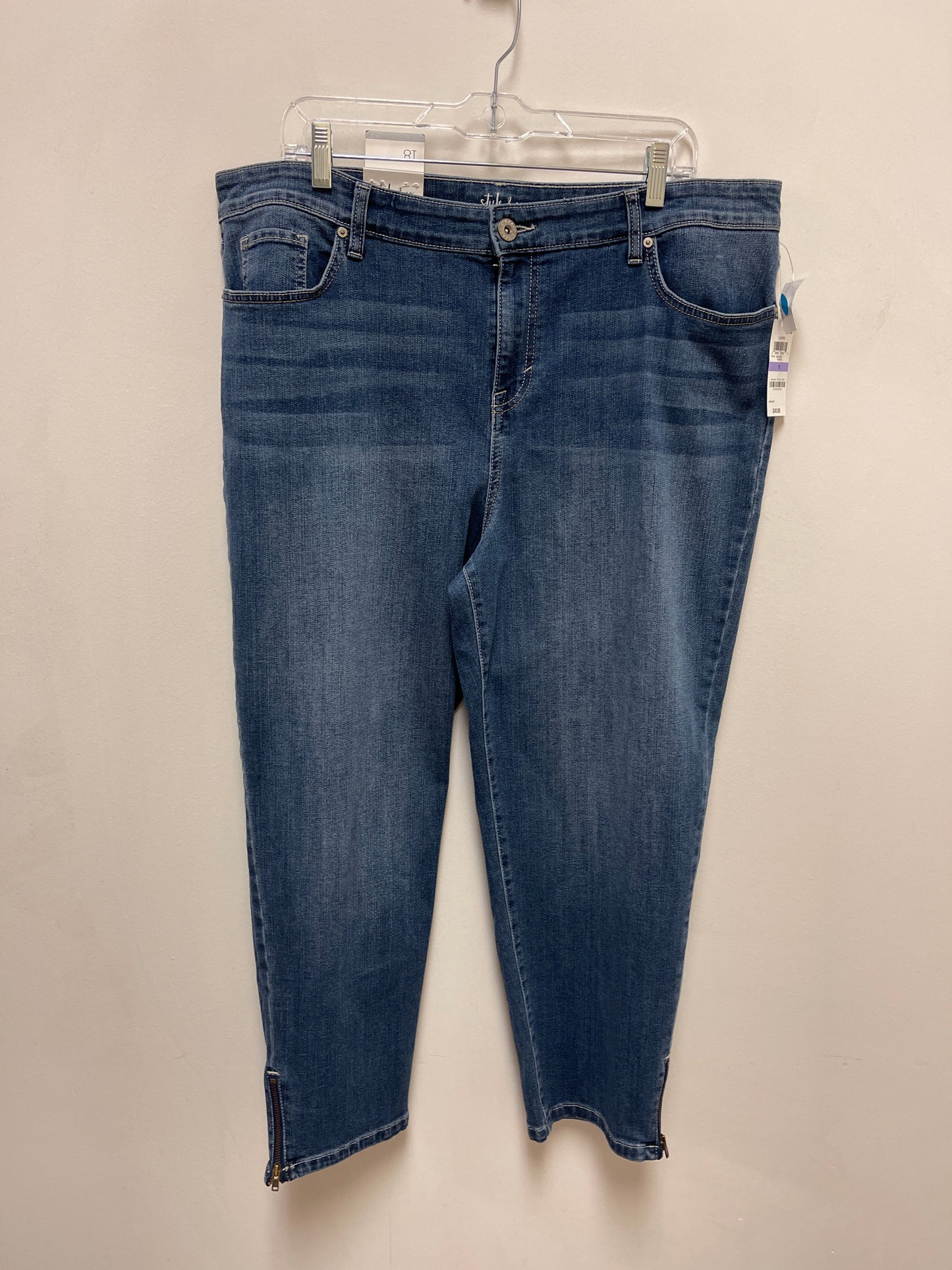 Jeans Cropped By Style And Company In Blue Denim, Size: 18