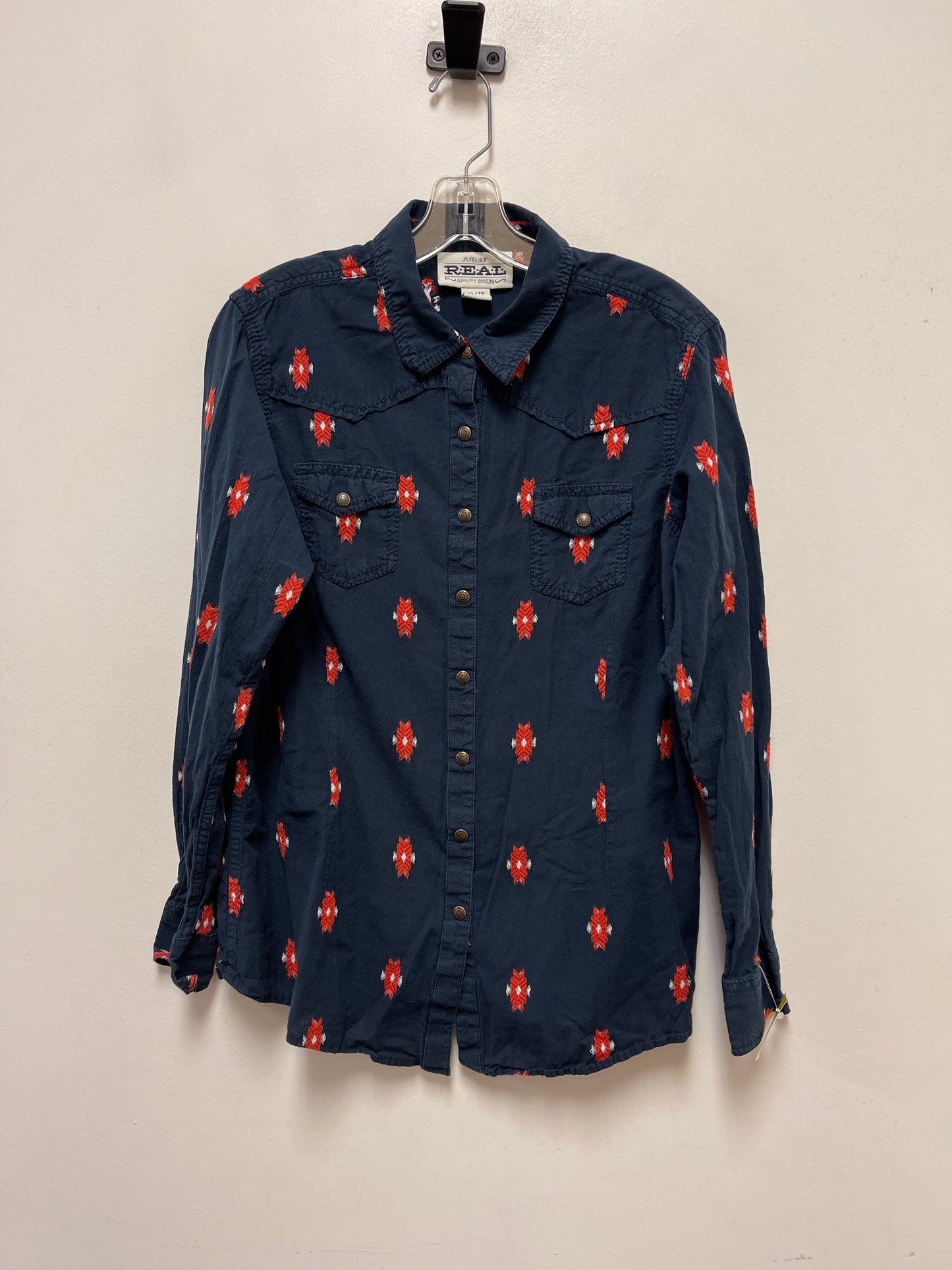 Top Long Sleeve By Ariat In Navy, Size: Xl