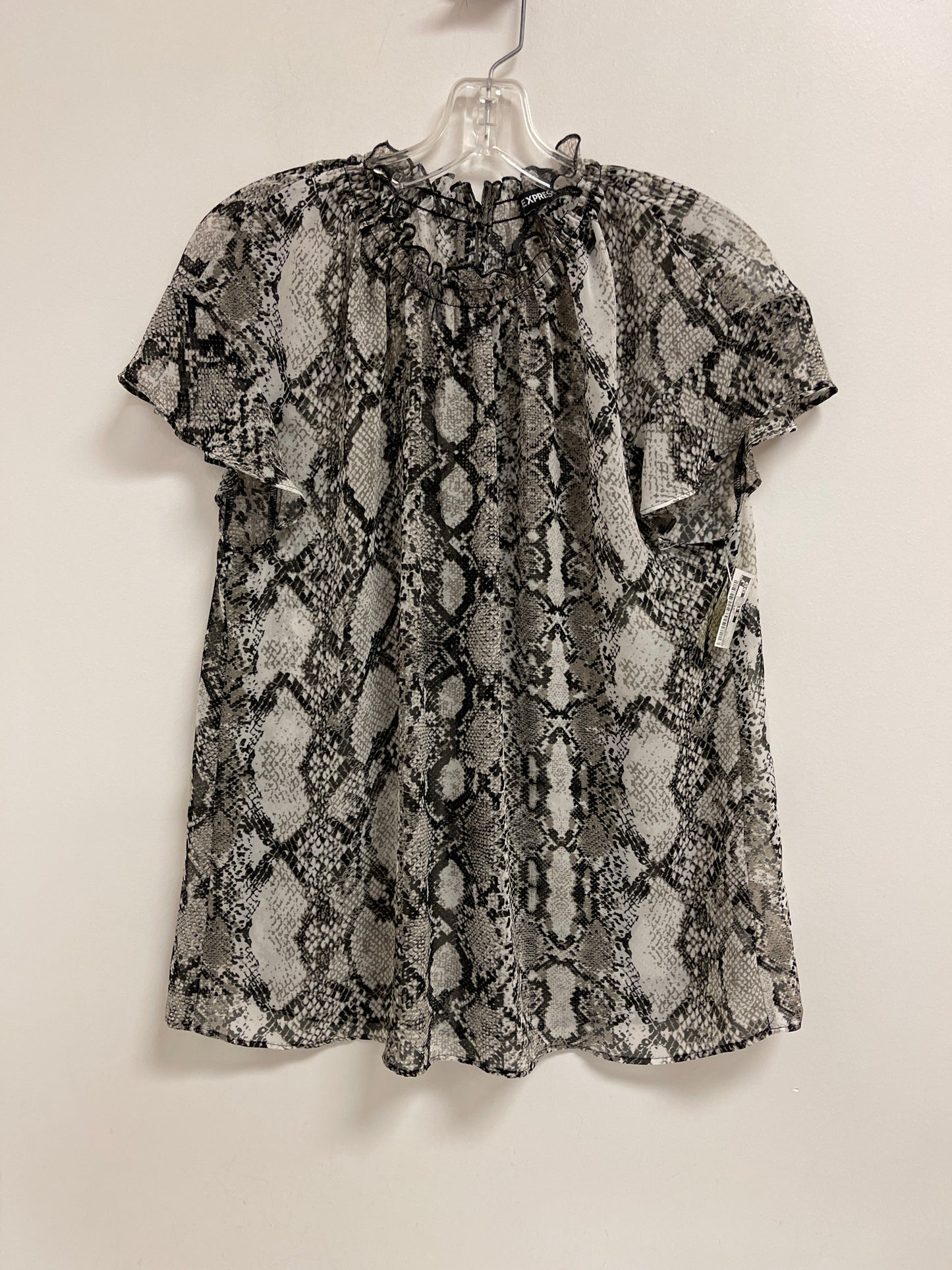 Top Short Sleeve By Express In Snakeskin Print, Size: L