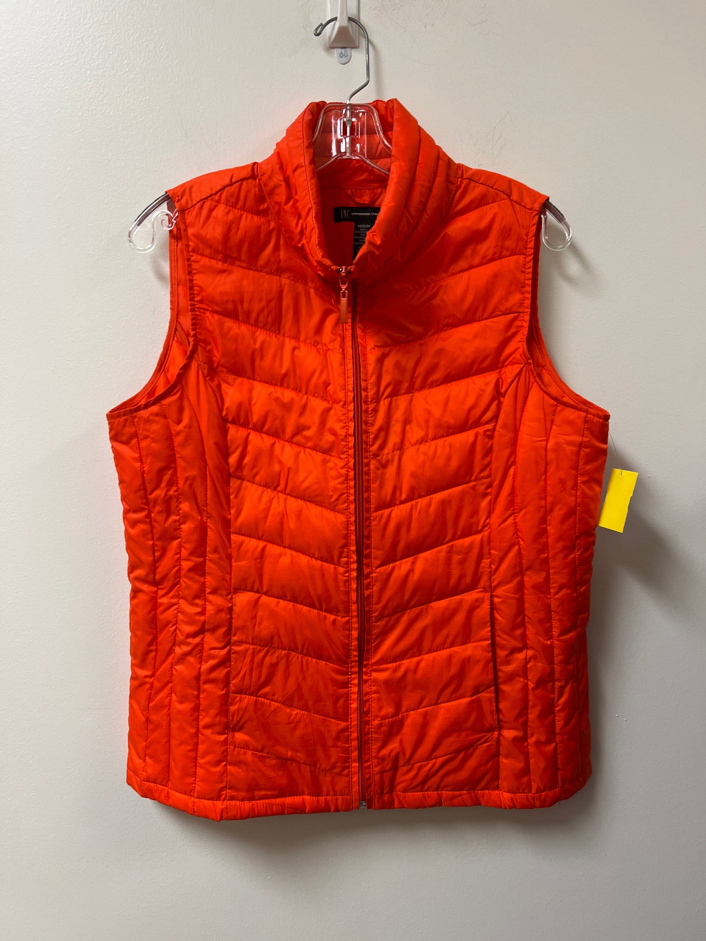 Vest Puffer & Quilted By Inc In Orange, Size: M