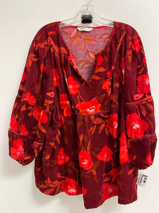 Top Long Sleeve By Sonoma In Red, Size: 4x