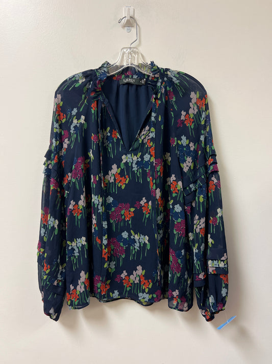 Top Long Sleeve By Lauren By Ralph Lauren In Floral Print, Size: M