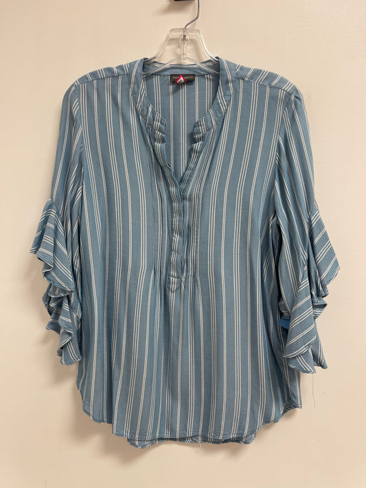 Top Long Sleeve By Vince Camuto In Blue & White, Size: S