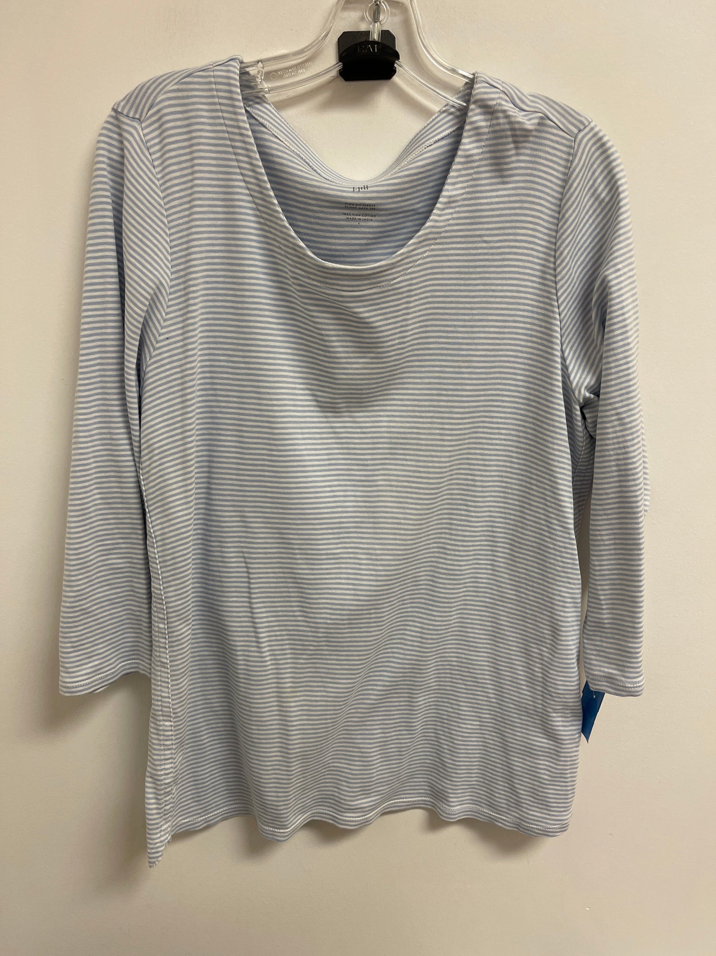 Top Long Sleeve By J. Jill In Blue & White, Size: L