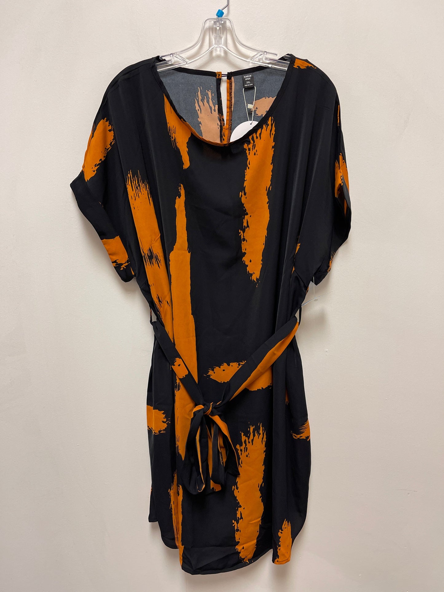 Dress Casual Short By Shein In Black & Orange, Size: 3x