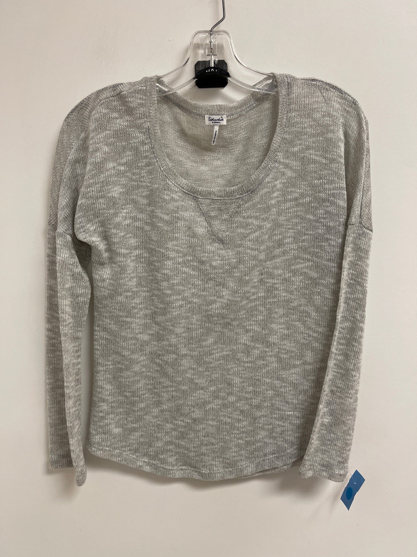 Top Long Sleeve By Splendid In Silver, Size: Xs