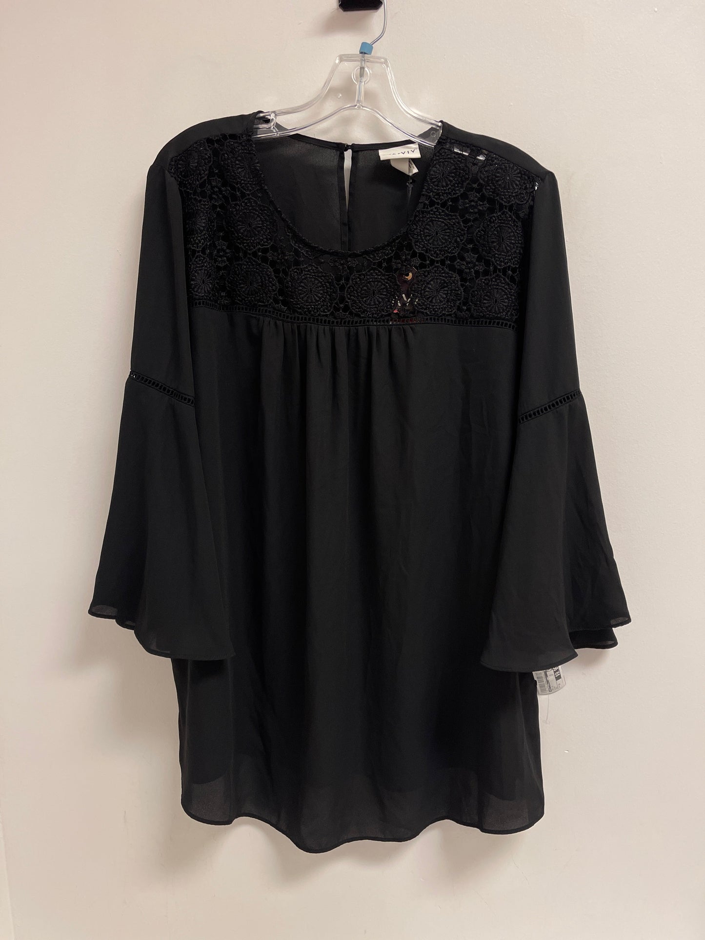 Top Long Sleeve By Ava & Viv In Black, Size: 1x