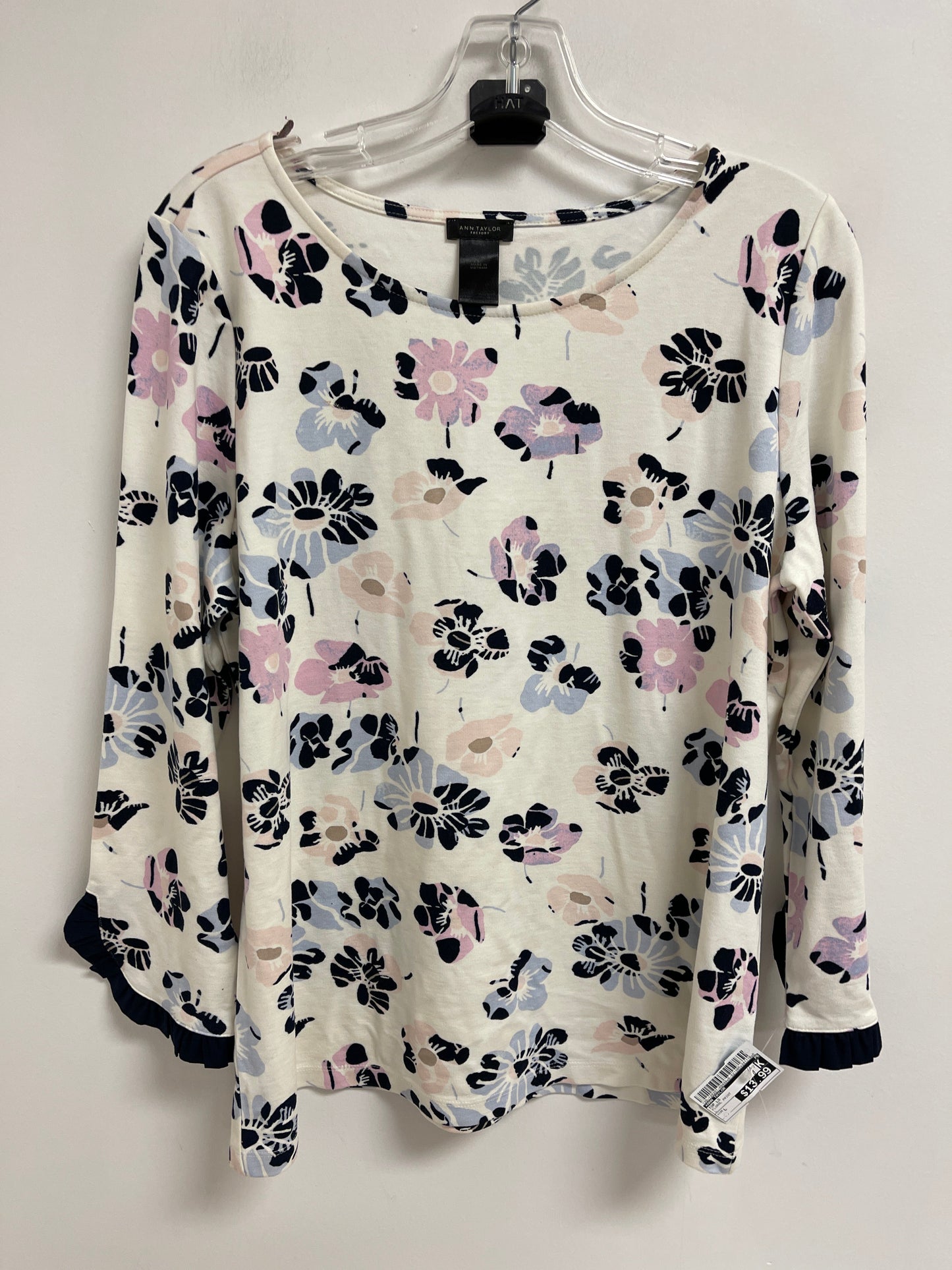 Top Long Sleeve By Ann Taylor In Floral Print, Size: L