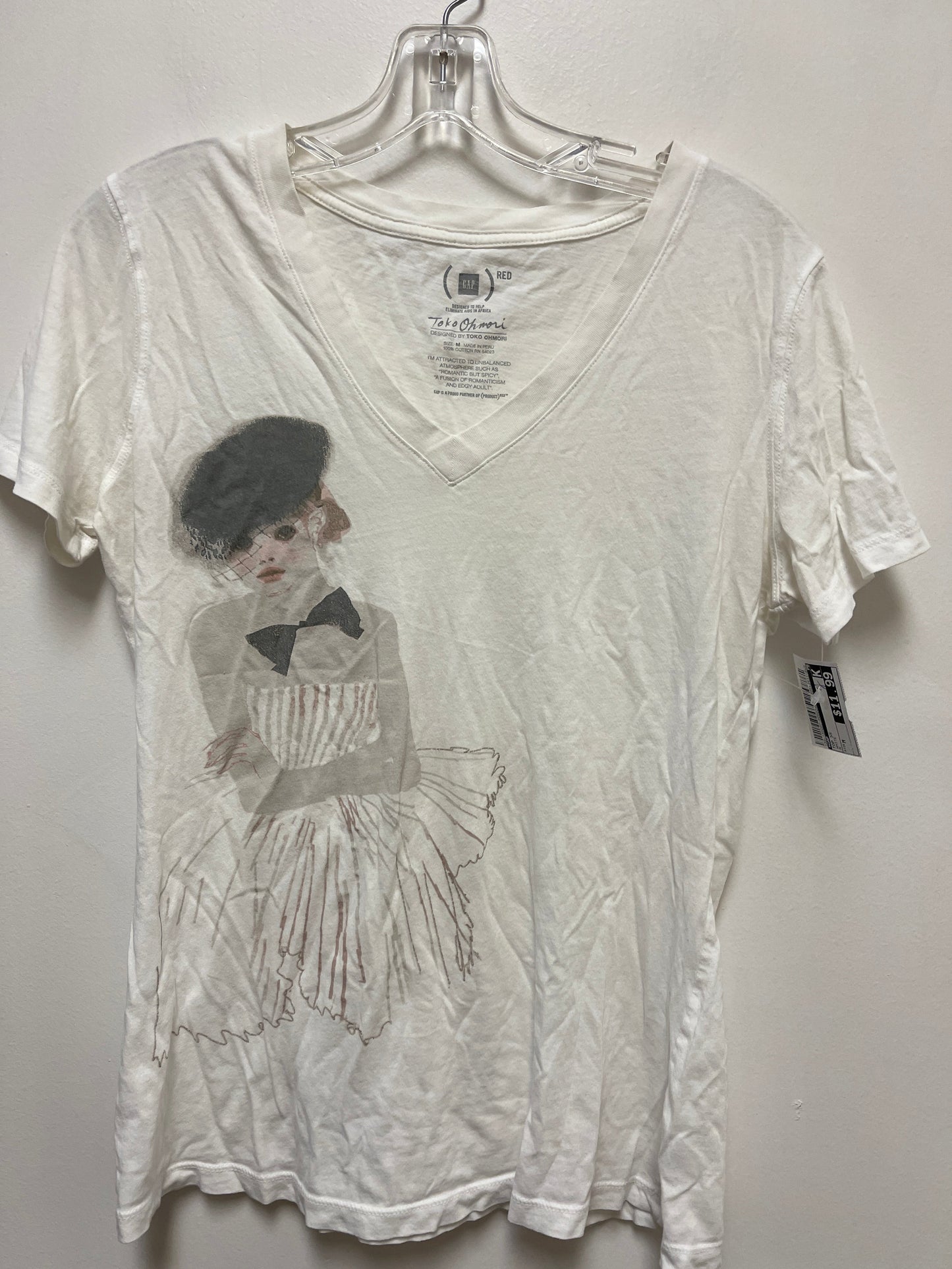 Top Short Sleeve By Gap In White, Size: M