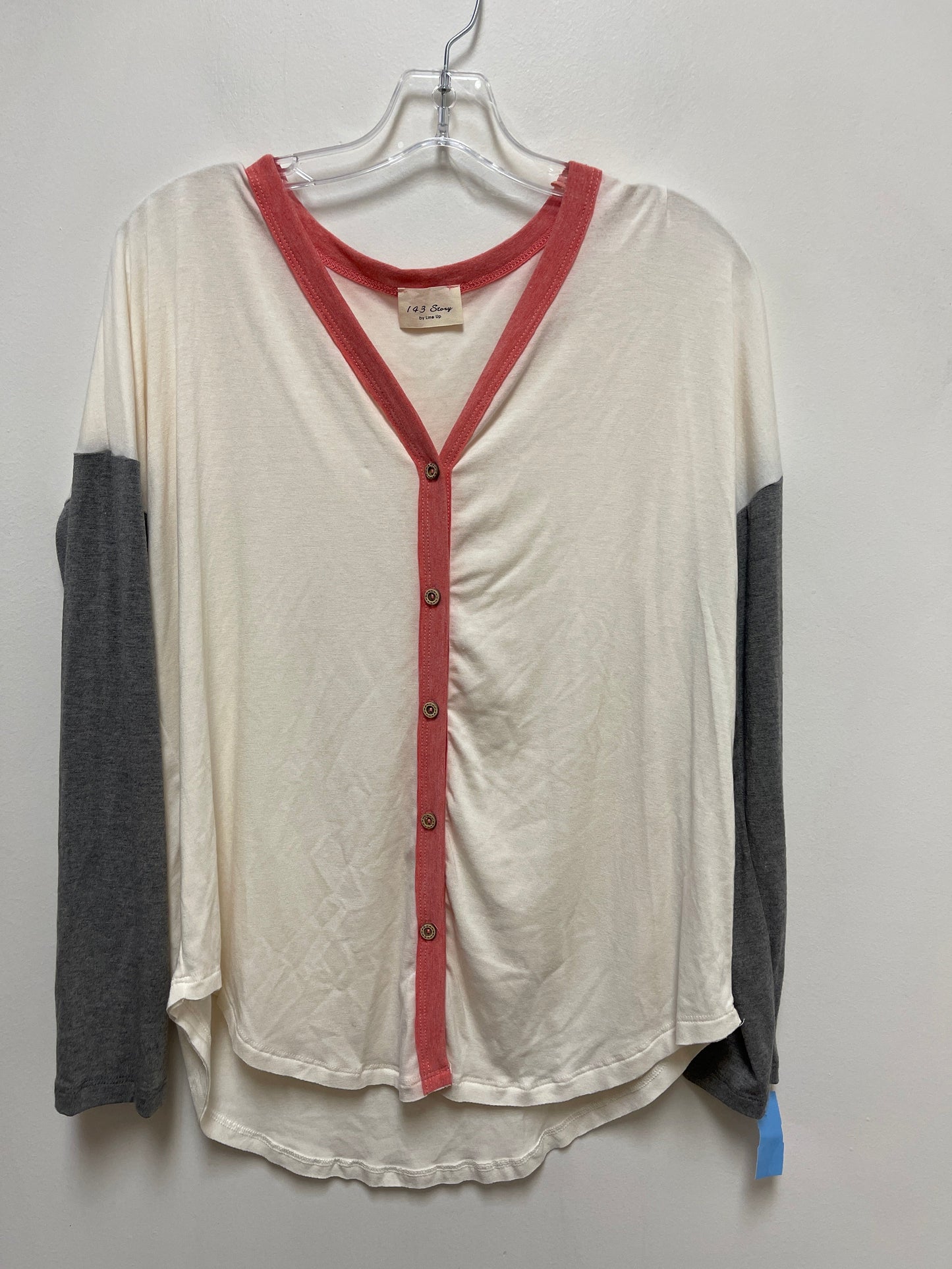 Top Long Sleeve By 143 Story In Red & White, Size: M