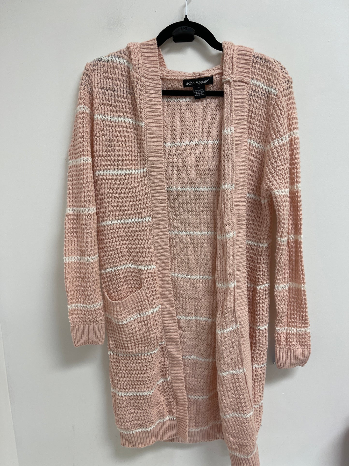 Cardigan By Clothes Mentor In Pink & White, Size: S