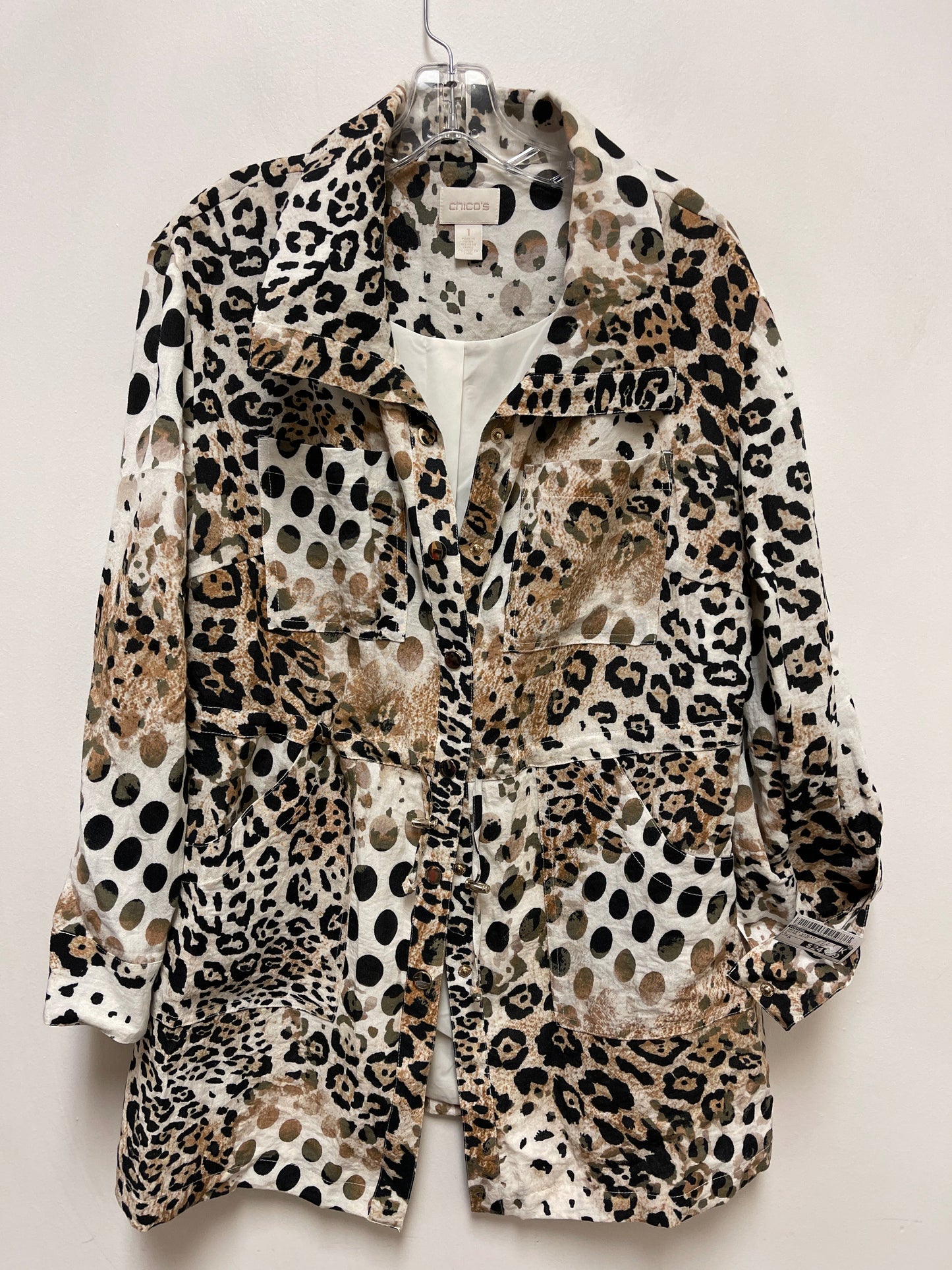 Jacket Utility By Chicos In Animal Print, Size: M