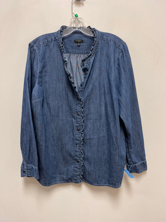 Top Long Sleeve By Talbots In Blue, Size: Xlp