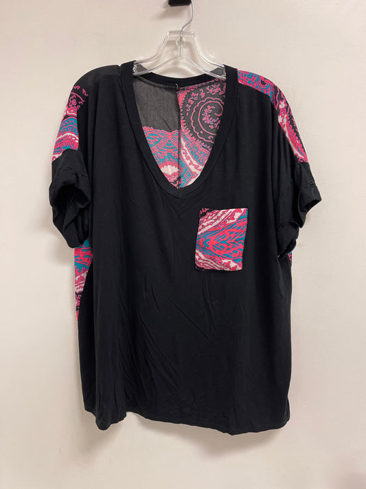 Top Short Sleeve By Clothes Mentor In Black & Pink, Size: Xl