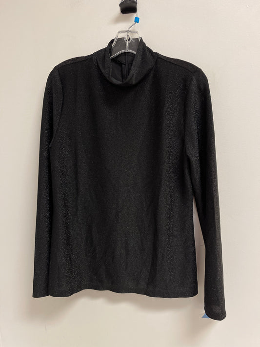 Top Long Sleeve By Ann Taylor In Black & Silver, Size: L