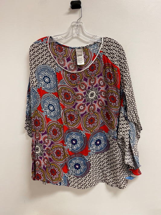 Top Short Sleeve By Chicos In Multi-colored, Size: L