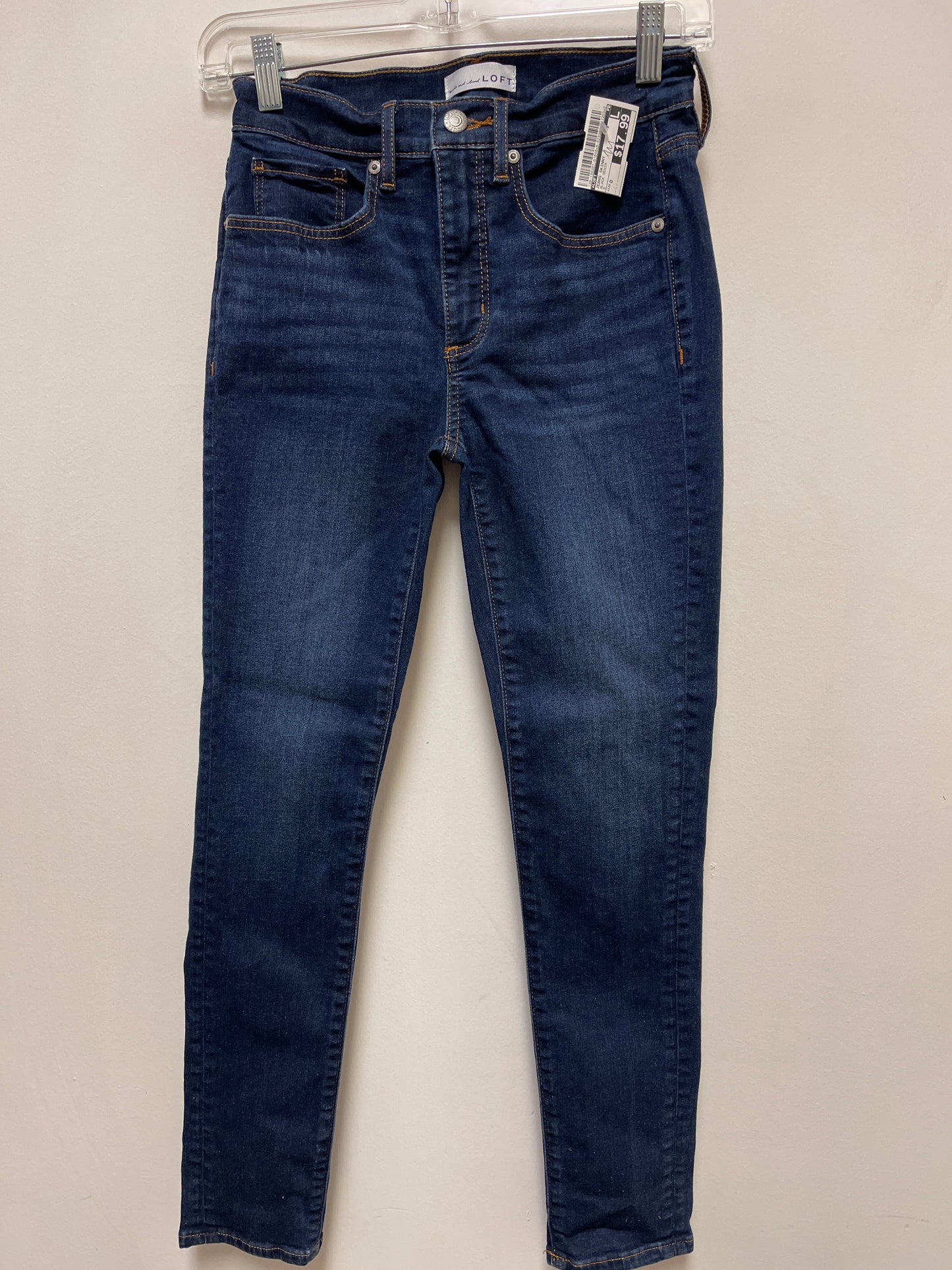 Jeans Skinny By Loft In Black Denim, Size: 0