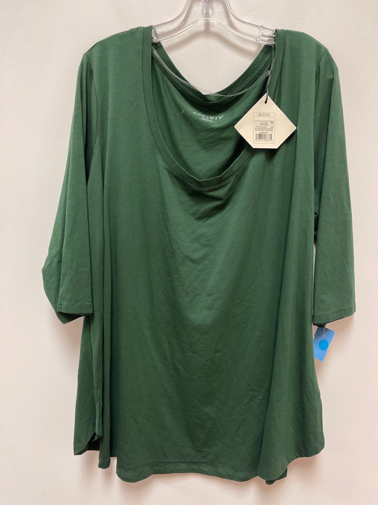 Top Long Sleeve By Ava & Viv In Green, Size: 2x