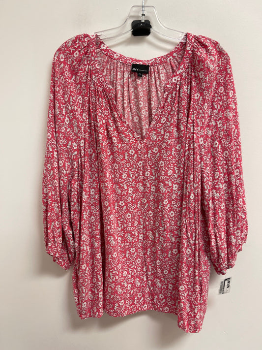 Top Long Sleeve By Jones New York In Pink, Size: 3x