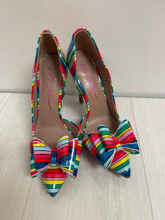 Shoes Heels Stiletto By Betsey Johnson In Rainbow Print, Size: 5.5