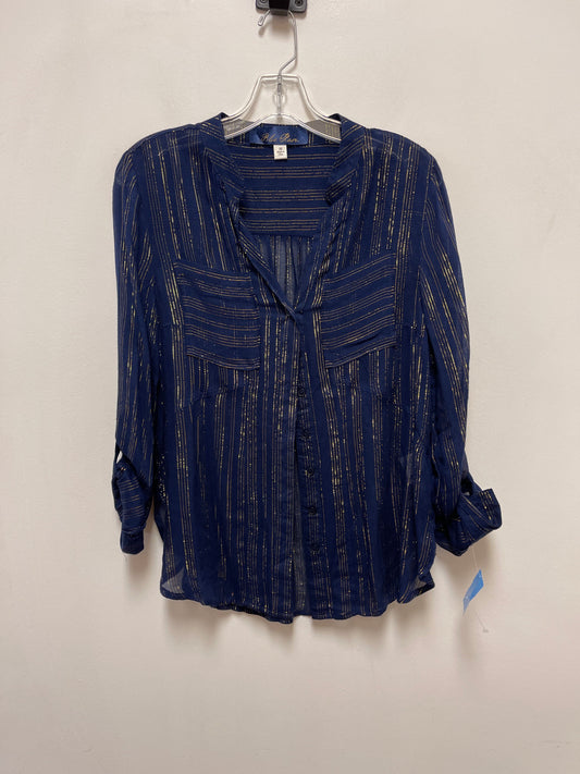 Blouse Long Sleeve By Blue Rain In Blue & Gold, Size: M