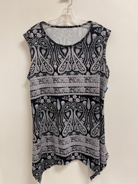 Top Sleeveless By Clothes Mentor In Grey & White, Size: 2x