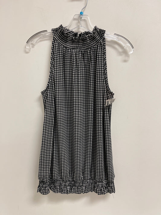 Top Sleeveless By Adrianna Papell In Black & White, Size: L