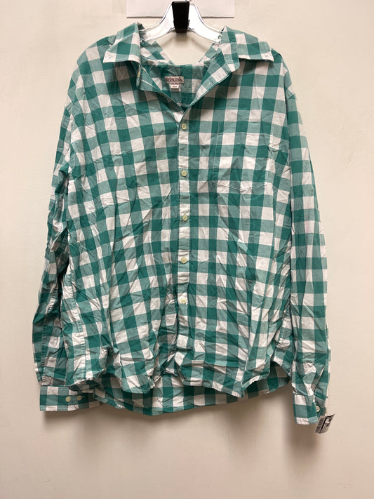 Blouse Long Sleeve By Merona In Green & White, Size: 2x