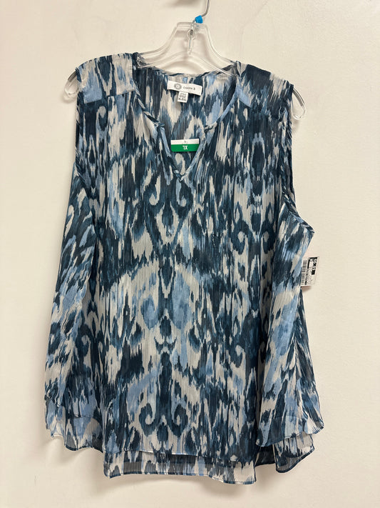 Top Sleeveless By Clothes Mentor In Blue & White, Size: Xl