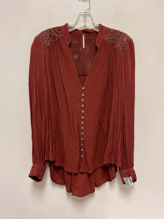 Blouse Long Sleeve By Free People In Orange, Size: S