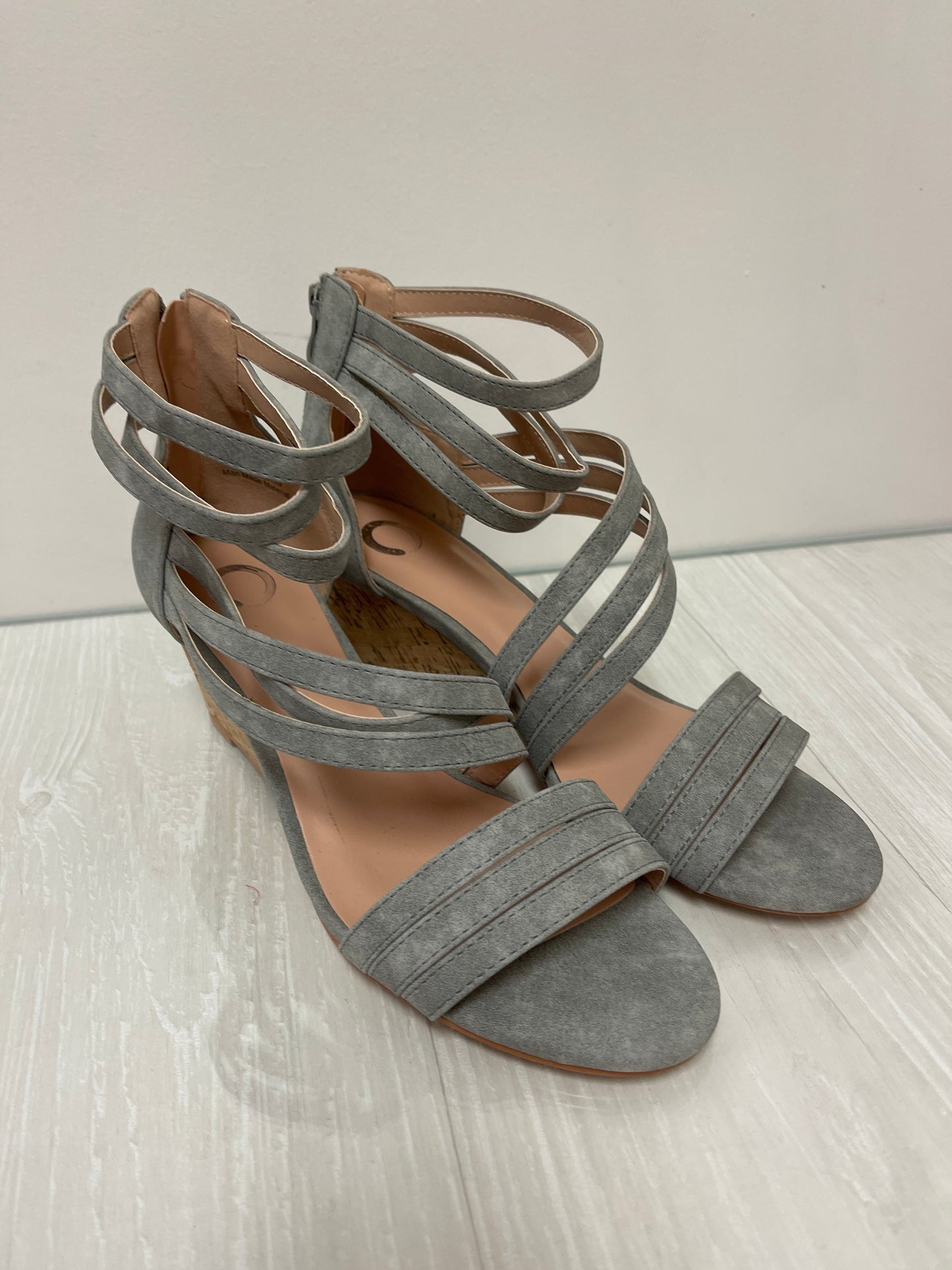 Sandals Heels Wedge By Journee In Grey, Size: 9