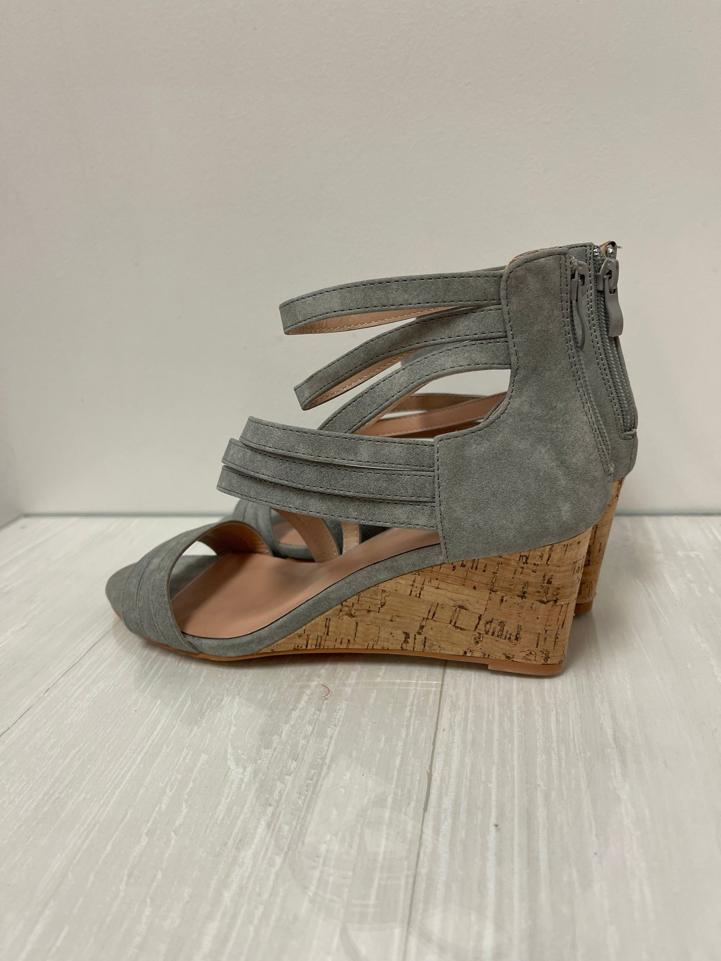 Sandals Heels Wedge By Journee In Grey, Size: 9