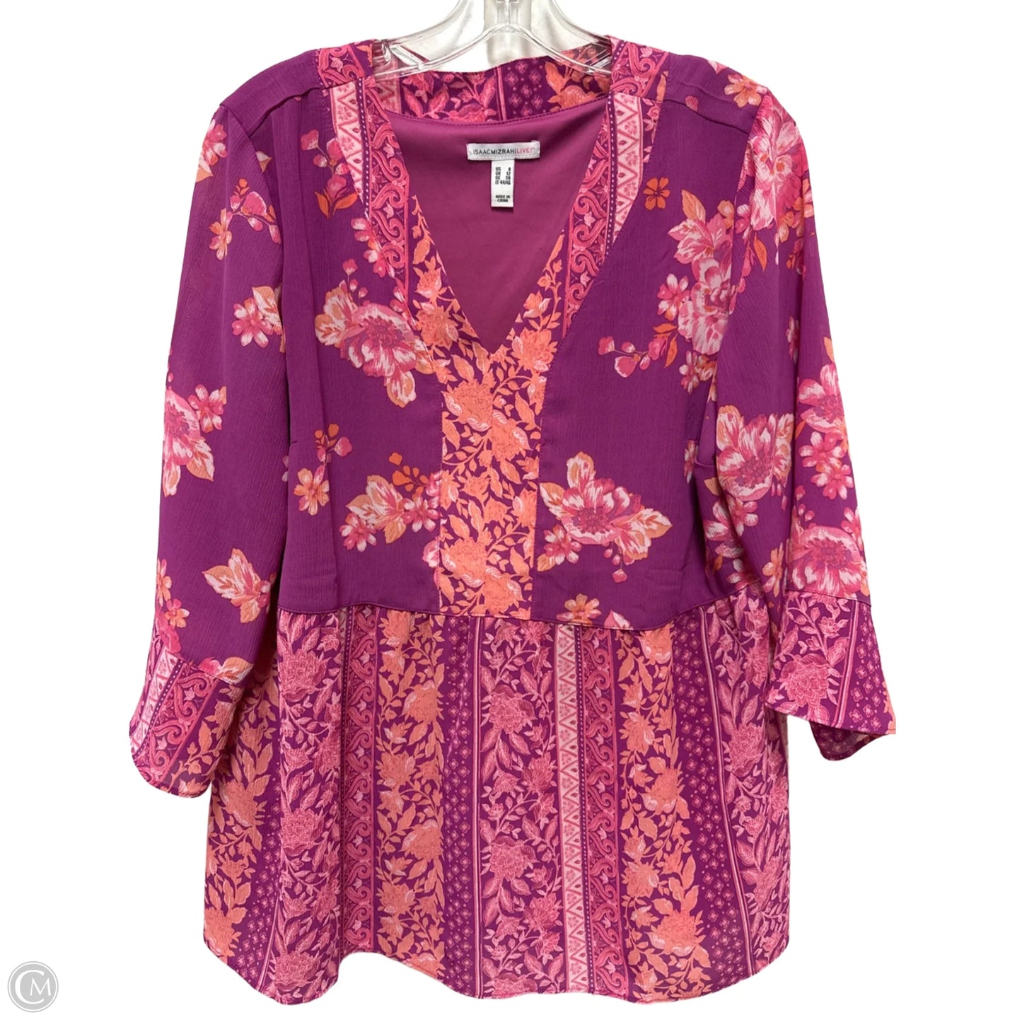 Top Long Sleeve By Isaac Mizrahi In Pink, Size: M