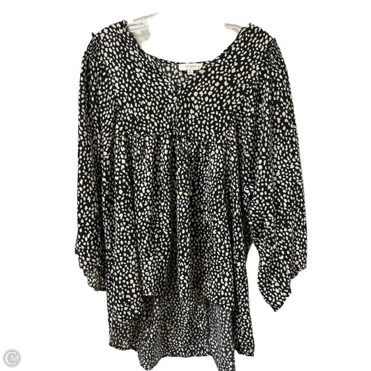 Tunic Long Sleeve By Umgee In Black & Cream, Size: Xl