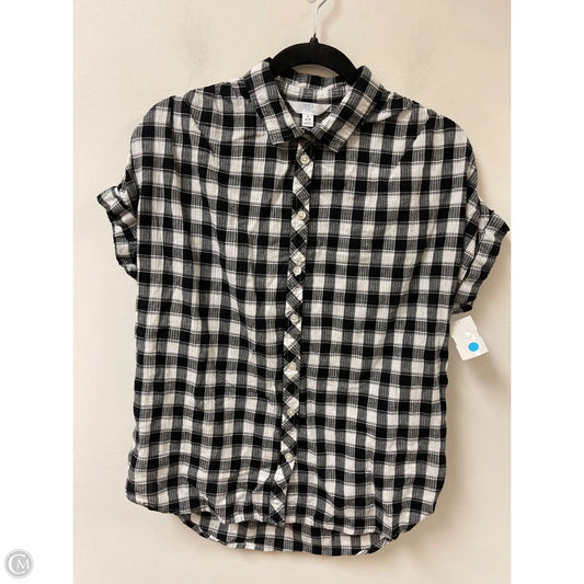 Blouse Short Sleeve By Time And Tru In Black & White, Size: S