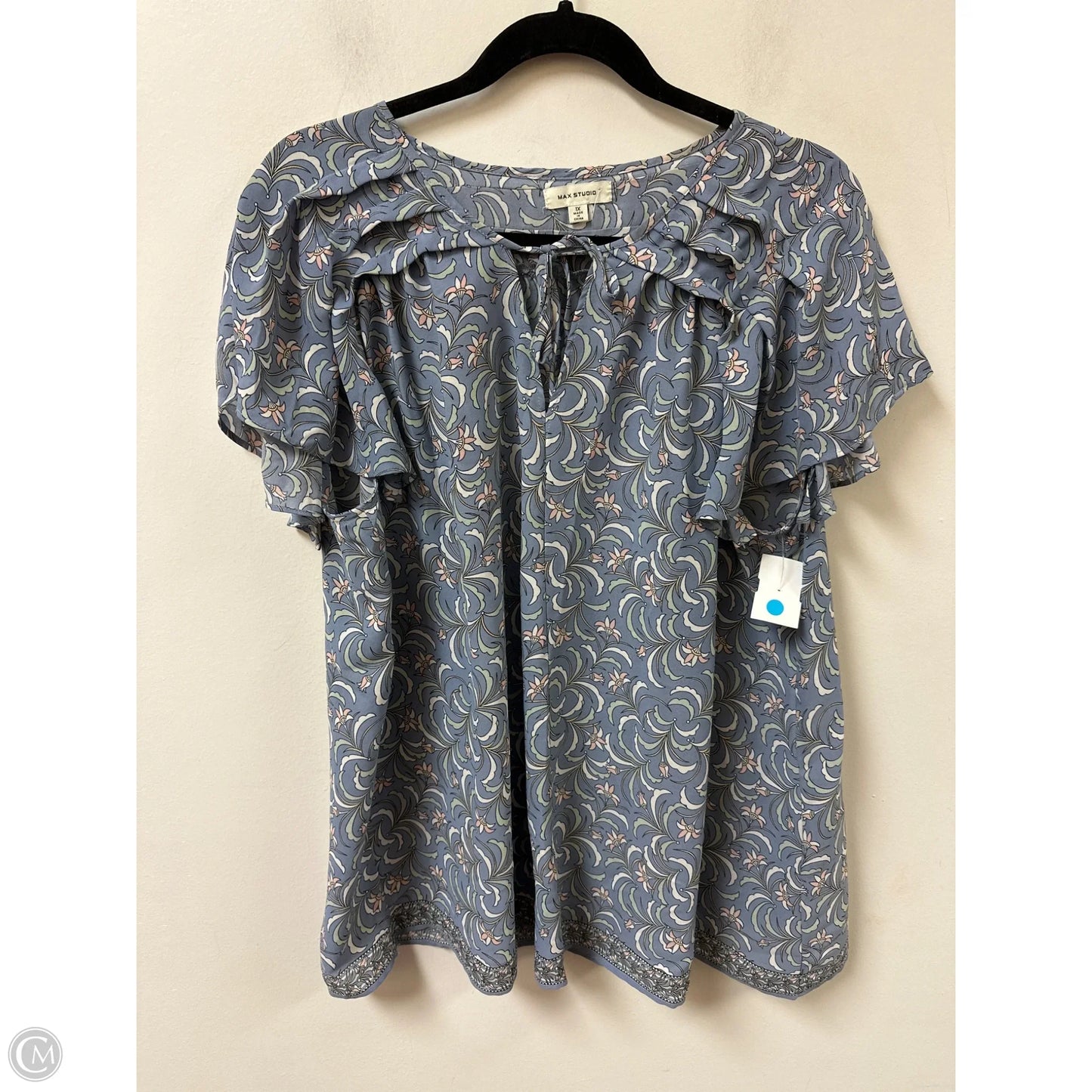 Top Short Sleeve By Max Studio In Blue, Size: 1x