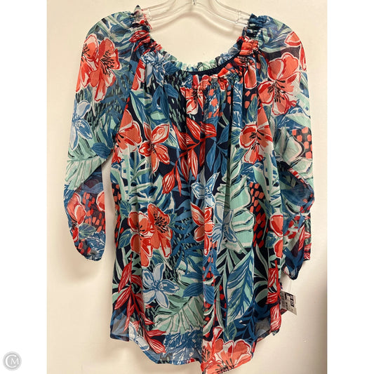 Top Long Sleeve By Jones New York In Floral Print, Size: Mp