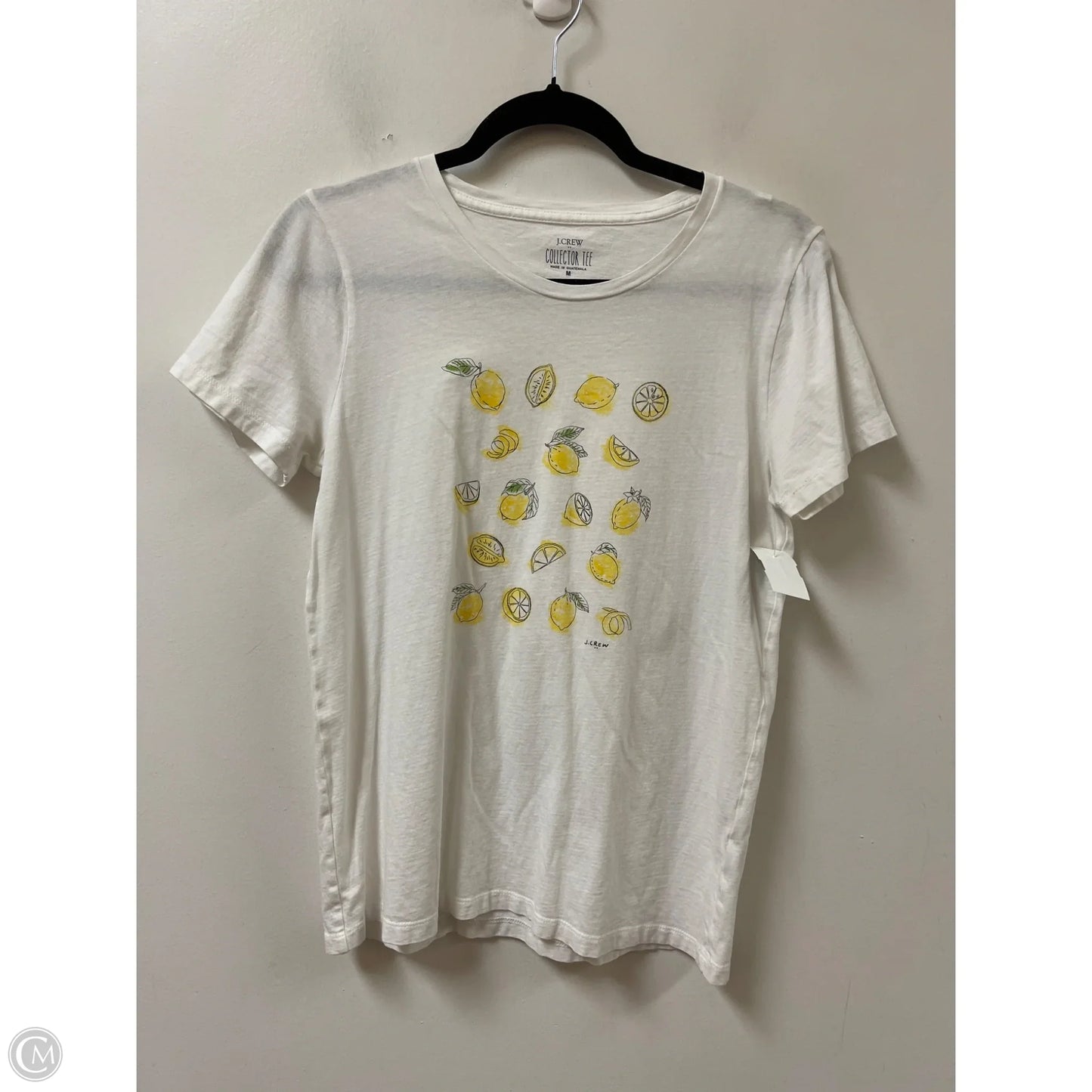 Top Short Sleeve By J. Crew In White & Yellow, Size: M
