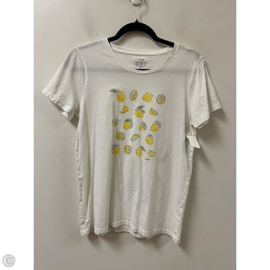Top Short Sleeve By J. Crew In White & Yellow, Size: M