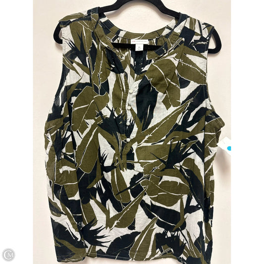 Top Sleeveless By Liz Claiborne In Black & Green, Size: Xl