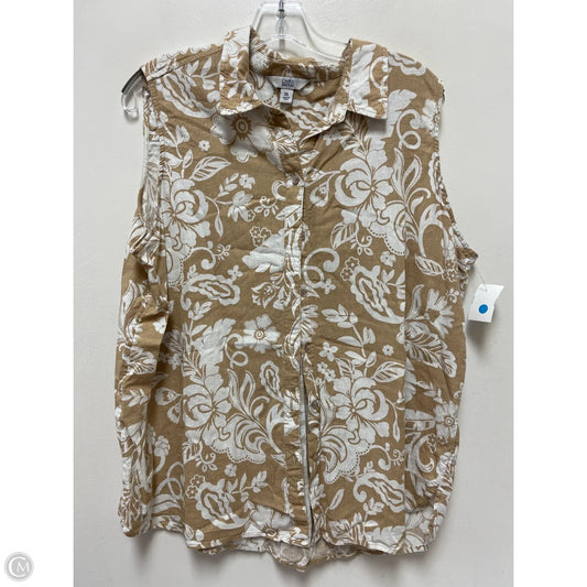 Blouse Sleeveless By Croft And Barrow In Brown & White, Size: 1x