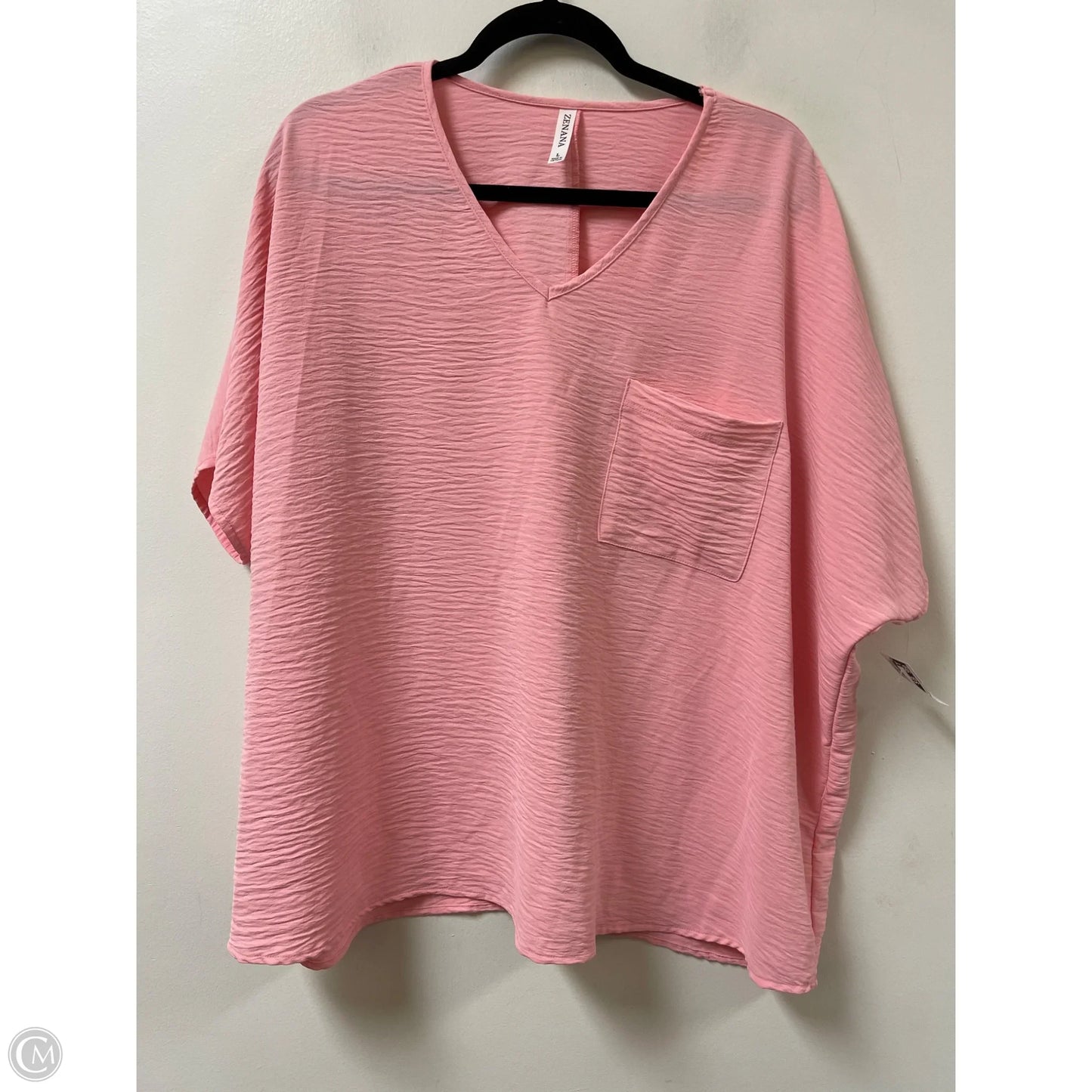 Top Short Sleeve By Zenana Outfitters In Pink, Size: L